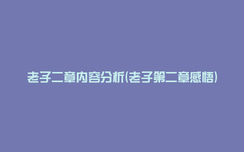 老子二章内容分析(老子第二章感悟)