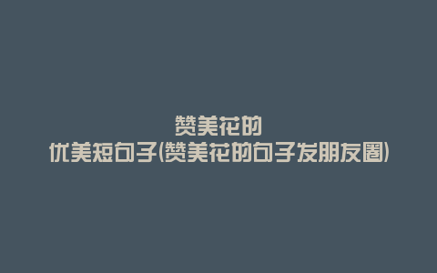 赞美花的优美短句子(赞美花的句子发朋友圈)
