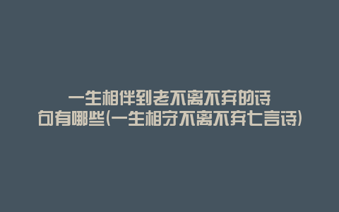 一生相伴到老不离不弃的诗句有哪些(一生相守不离不弃七言诗)