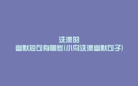洗澡的幽默短句有哪些(小鸟洗澡幽默句子)