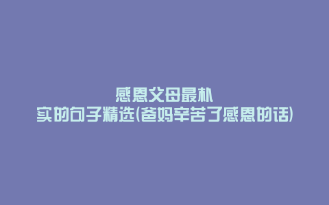 感恩父母最朴实的句子精选(爸妈辛苦了感恩的话)