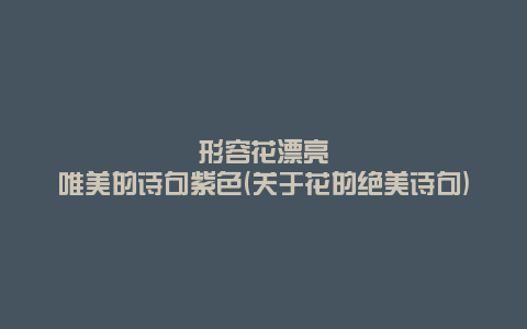 形容花漂亮唯美的诗句紫色(关于花的绝美诗句)