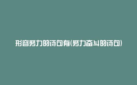 形容努力的诗句有(努力奋斗的诗句)