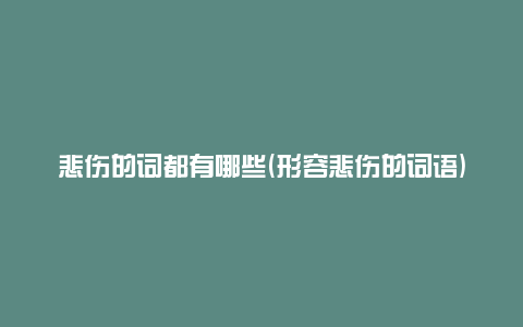 悲伤的词都有哪些(形容悲伤的词语)