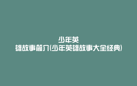 少年英雄故事简介(少年英雄故事大全经典)