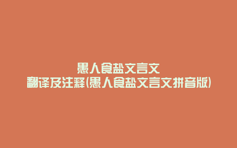愚人食盐文言文翻译及注释(愚人食盐文言文拼音版)
