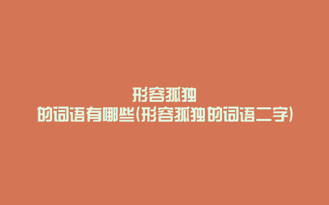 形容孤独的词语有哪些(形容孤独的词语二字)