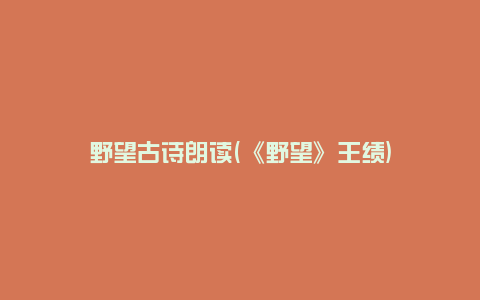 野望古诗朗读(《野望》王绩)