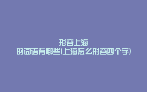 形容上海的词语有哪些(上海怎么形容四个字)