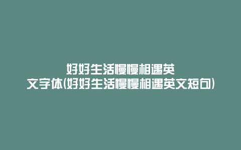好好生活慢慢相遇英文字体(好好生活慢慢相遇英文短句)