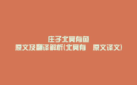 庄子北冥有鱼原文及翻译解析(北冥有鲲原文译文)