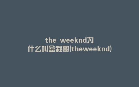 the weeknd为什么叫盆栽哥(theweeknd)