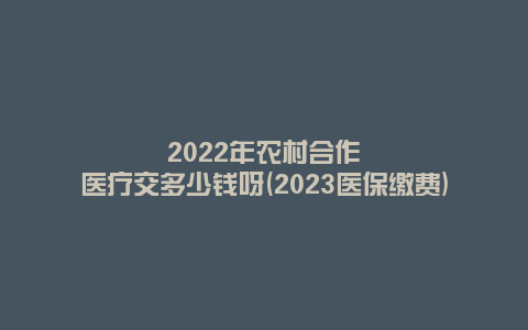2022年农村合作医疗交多少钱呀(2023医保缴费)