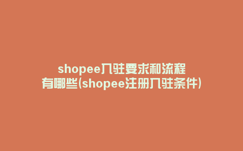 shopee入驻要求和流程有哪些(shopee注册入驻条件)