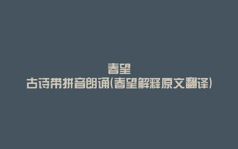 春望古诗带拼音朗诵(春望解释原文翻译)