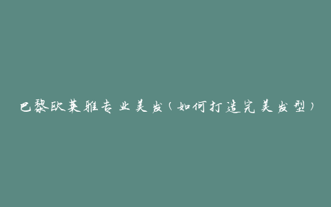 巴黎欧莱雅专业美发(如何打造完美发型)