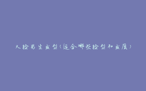 大脸男生发型(适合哪些脸型和发质)