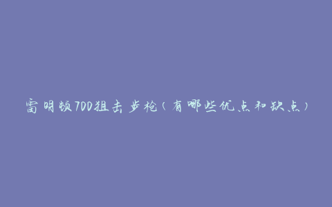 雷明顿700狙击步枪(有哪些优点和缺点)