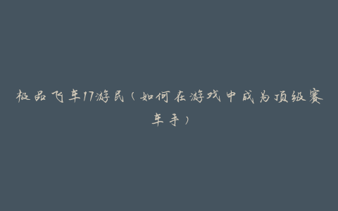 极品飞车17游民(如何在游戏中成为顶级赛车手)