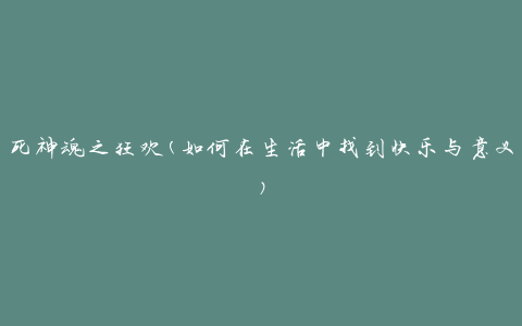死神魂之狂欢(如何在生活中找到快乐与意义)
