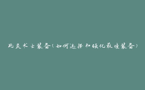 死灵术士装备(如何选择和强化最佳装备)