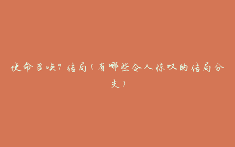 使命召唤9 结局(有哪些令人惊叹的结局分支)
