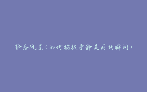 静态风景(如何捕捉宁静美丽的瞬间)