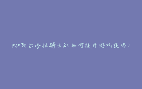 psp瓦尔哈拉骑士2(如何提升游戏技巧)