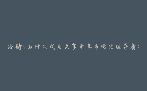 洛骑(为什么成为共享单车市场的领导者)