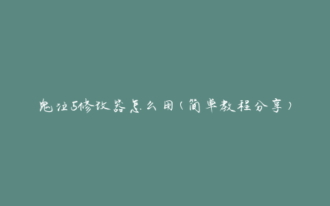 鬼泣5修改器怎么用(简单教程分享)